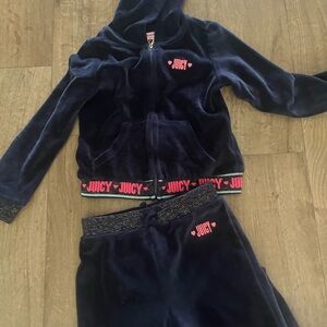 Juicy Couture Black Velour Hoodie with Gold Zipper